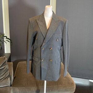 Men’s Mogu 3 Piece Double Breasted Gray Suit Size 38 Jacket 36 Pants NWT